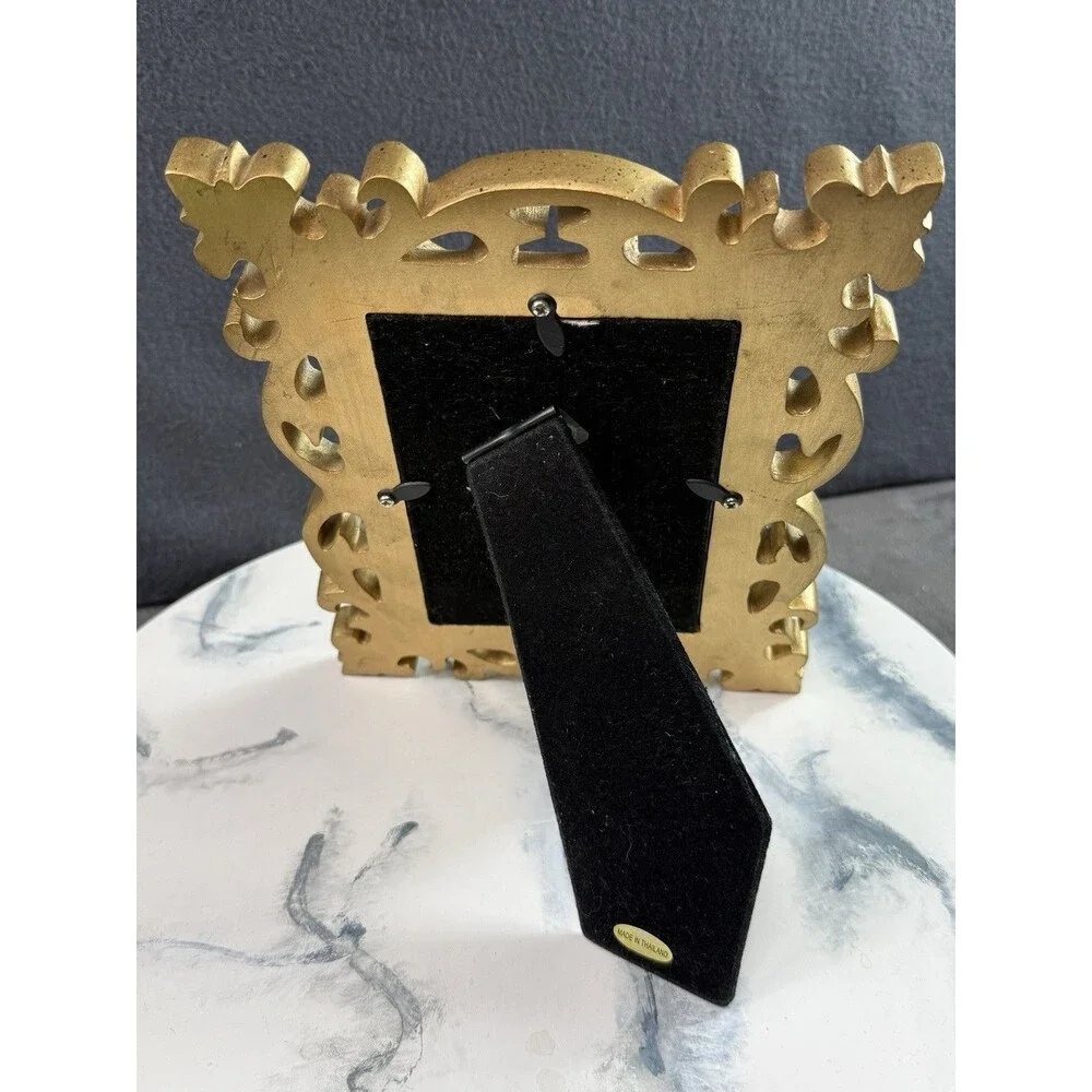 Picture Frame Ornate Victorian Design Gold Resin Tabletop 9.5x7 Two-Way Display